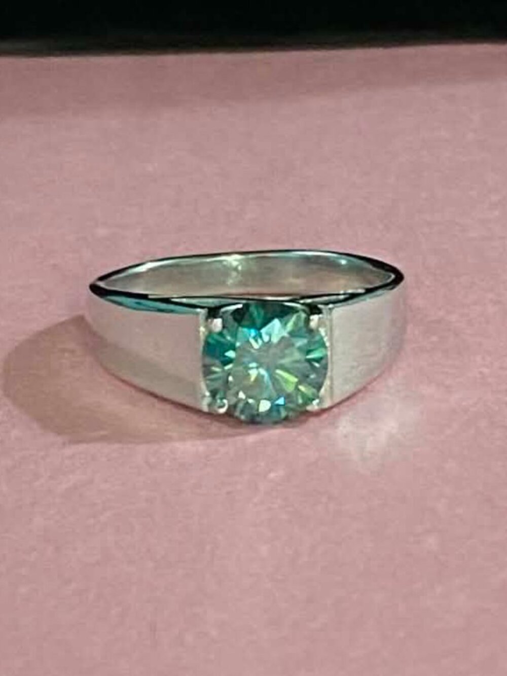 .925 Green Moissanite ring